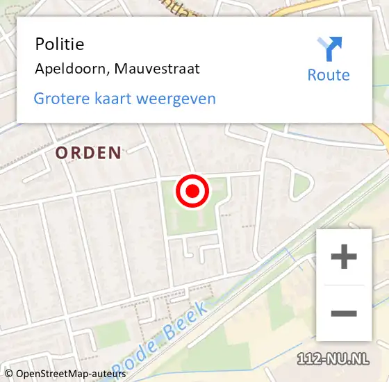 Locatie op kaart van de 112 melding: Politie Apeldoorn, Mauvestraat op 19 oktober 2023 16:14