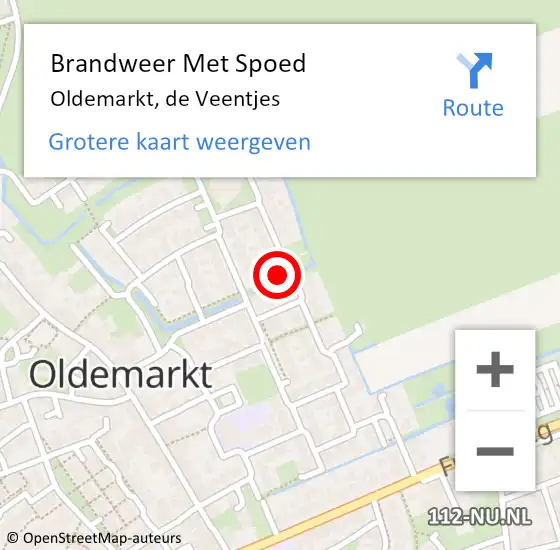 Locatie op kaart van de 112 melding: Brandweer Met Spoed Naar Oldemarkt, de Veentjes op 19 oktober 2023 16:28