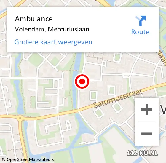 Locatie op kaart van de 112 melding: Ambulance Volendam, Mercuriuslaan op 19 oktober 2023 16:36
