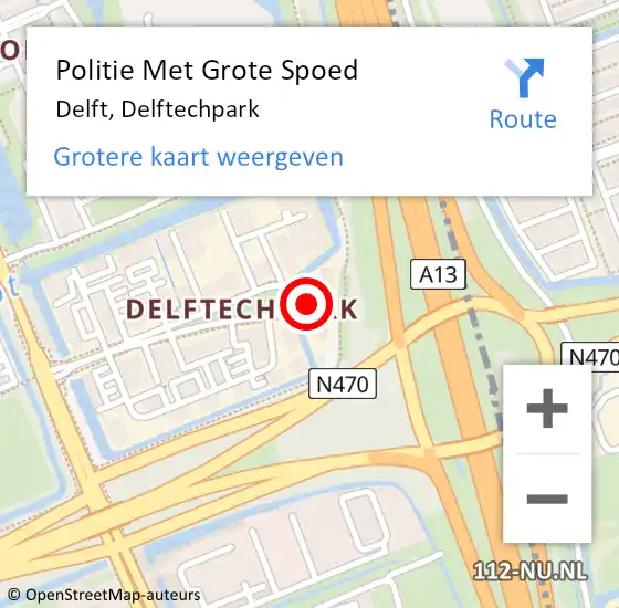 Locatie op kaart van de 112 melding: Politie Met Grote Spoed Naar Delft, Delftechpark op 19 oktober 2023 16:44