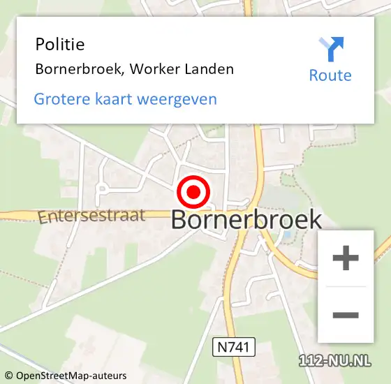 Locatie op kaart van de 112 melding: Politie Bornerbroek, Worker Landen op 19 oktober 2023 17:03