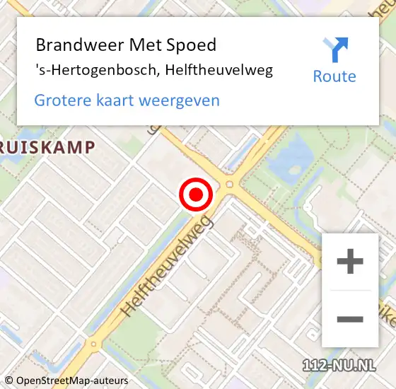 Locatie op kaart van de 112 melding: Brandweer Met Spoed Naar 's-Hertogenbosch, Helftheuvelweg op 19 oktober 2023 17:05