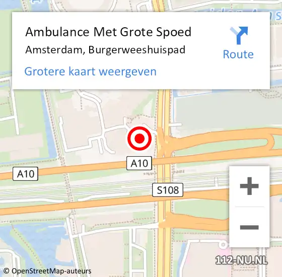 Locatie op kaart van de 112 melding: Ambulance Met Grote Spoed Naar Amsterdam, Burgerweeshuispad op 19 oktober 2023 17:19