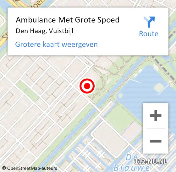 Locatie op kaart van de 112 melding: Ambulance Met Grote Spoed Naar Den Haag, Vuistbijl op 19 oktober 2023 17:36