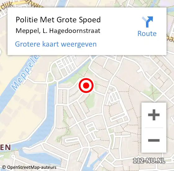 Locatie op kaart van de 112 melding: Politie Met Grote Spoed Naar Meppel, L. Hagedoornstraat op 19 oktober 2023 17:38