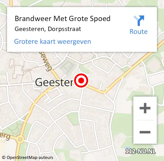 Locatie op kaart van de 112 melding: Brandweer Met Grote Spoed Naar Geesteren, Dorpsstraat op 19 oktober 2023 17:42