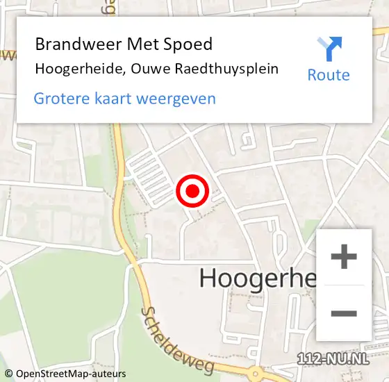 Locatie op kaart van de 112 melding: Brandweer Met Spoed Naar Hoogerheide, Ouwe Raedthuysplein op 19 oktober 2023 17:48