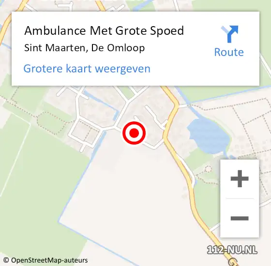 Locatie op kaart van de 112 melding: Ambulance Met Grote Spoed Naar Sint Maarten, De Omloop op 19 oktober 2023 17:54