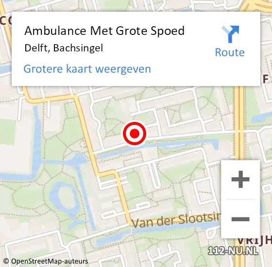 Locatie op kaart van de 112 melding: Ambulance Met Grote Spoed Naar Delft, Bachsingel op 19 oktober 2023 17:56