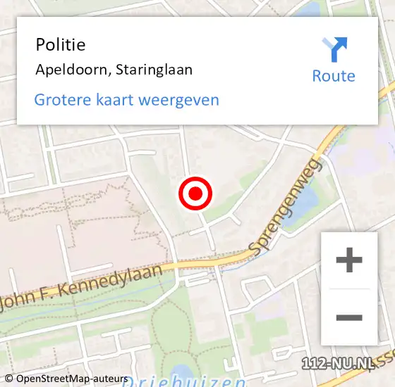 Locatie op kaart van de 112 melding: Politie Apeldoorn, Staringlaan op 19 oktober 2023 18:02