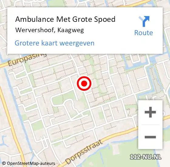 Locatie op kaart van de 112 melding: Ambulance Met Grote Spoed Naar Wervershoof, Kaagweg op 19 oktober 2023 18:44