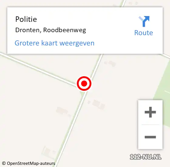 Locatie op kaart van de 112 melding: Politie Dronten, Roodbeenweg op 19 oktober 2023 19:14