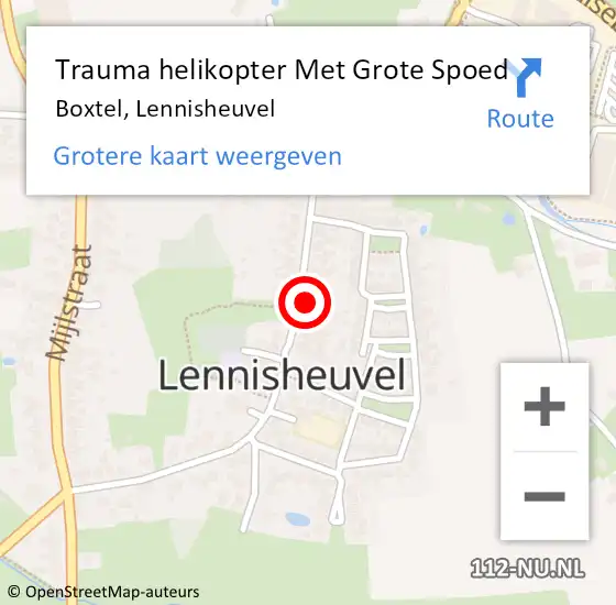 Locatie op kaart van de 112 melding: Trauma helikopter Met Grote Spoed Naar Boxtel, Lennisheuvel op 19 oktober 2023 19:19