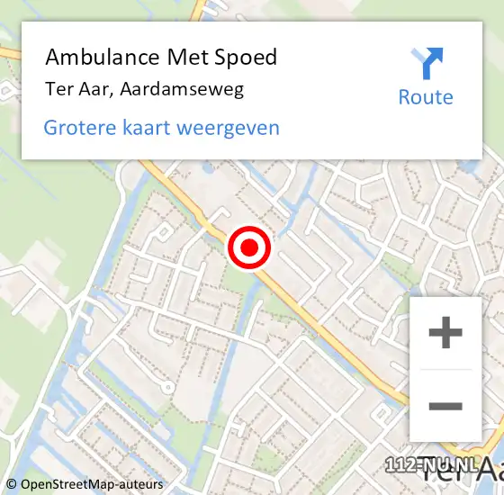 Locatie op kaart van de 112 melding: Ambulance Met Spoed Naar Ter Aar, Aardamseweg op 19 oktober 2023 19:35