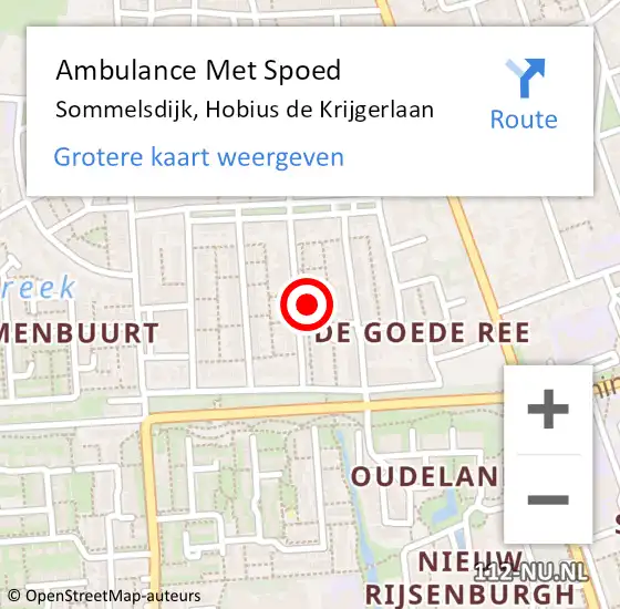 Locatie op kaart van de 112 melding: Ambulance Met Spoed Naar Sommelsdijk, Hobius de Krijgerlaan op 19 oktober 2023 20:22