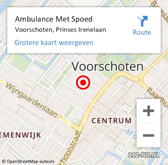 Locatie op kaart van de 112 melding: Ambulance Met Spoed Naar Voorschoten, Prinses Irenelaan op 19 oktober 2023 20:30