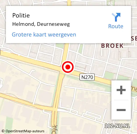 Locatie op kaart van de 112 melding: Politie Helmond, Deurneseweg op 19 oktober 2023 20:32