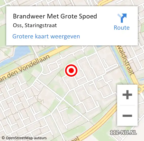 Locatie op kaart van de 112 melding: Brandweer Met Grote Spoed Naar Oss, Staringstraat op 19 oktober 2023 20:47