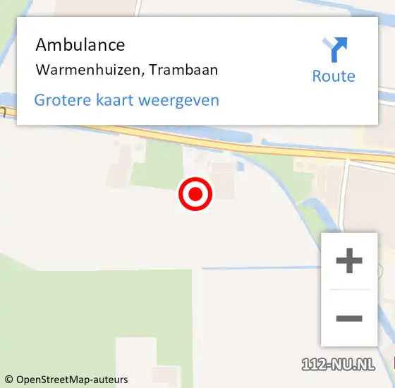 Locatie op kaart van de 112 melding: Ambulance Warmenhuizen, Trambaan op 19 oktober 2023 21:38