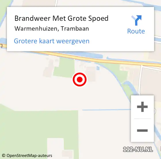 Locatie op kaart van de 112 melding: Brandweer Met Grote Spoed Naar Warmenhuizen, Trambaan op 19 oktober 2023 21:38