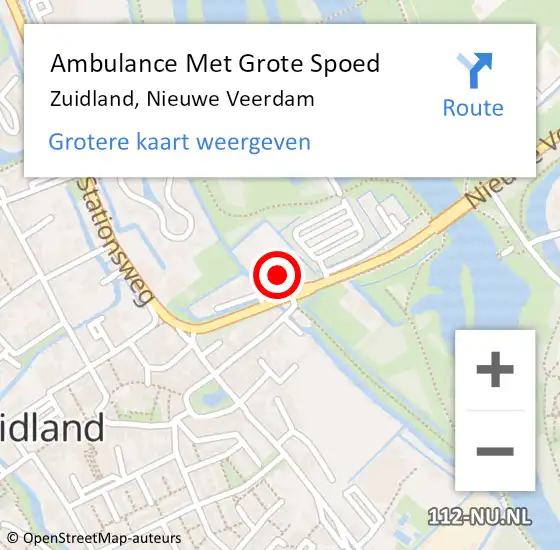 Locatie op kaart van de 112 melding: Ambulance Met Grote Spoed Naar Zuidland, Nieuwe Veerdam op 19 oktober 2023 21:39