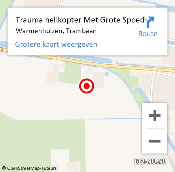 Locatie op kaart van de 112 melding: Trauma helikopter Met Grote Spoed Naar Warmenhuizen, Trambaan op 19 oktober 2023 21:40