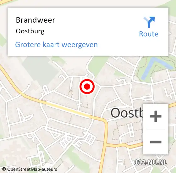 Locatie op kaart van de 112 melding: Brandweer Oostburg op 19 oktober 2023 21:42