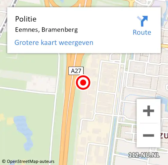 Locatie op kaart van de 112 melding: Politie Eemnes, Bramenberg op 19 oktober 2023 21:51