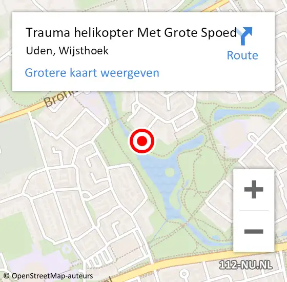 Locatie op kaart van de 112 melding: Trauma helikopter Met Grote Spoed Naar Uden, Wijsthoek op 19 oktober 2023 22:06