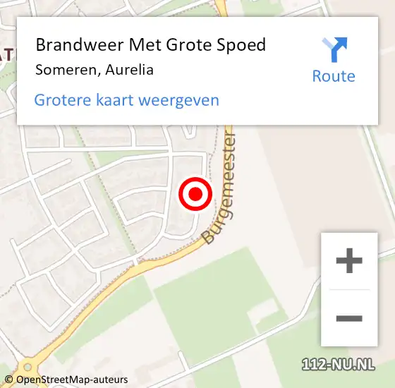 Locatie op kaart van de 112 melding: Brandweer Met Grote Spoed Naar Someren, Aurelia op 19 oktober 2023 23:01