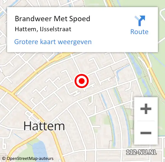 Locatie op kaart van de 112 melding: Brandweer Met Spoed Naar Hattem, IJsselstraat op 19 oktober 2023 23:13