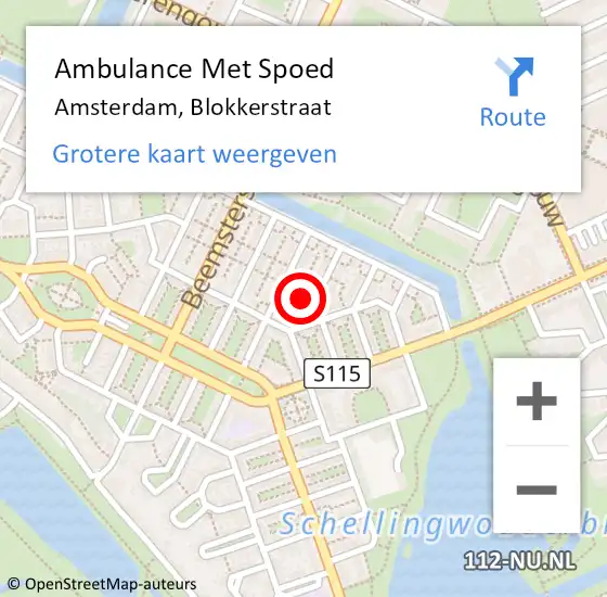 Locatie op kaart van de 112 melding: Ambulance Met Spoed Naar Amsterdam, Blokkerstraat op 19 oktober 2023 23:24
