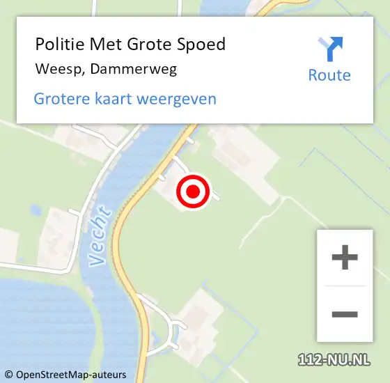 Locatie op kaart van de 112 melding: Politie Met Grote Spoed Naar Weesp, Dammerweg op 19 oktober 2023 23:52
