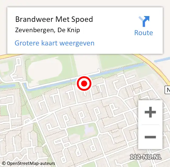 Locatie op kaart van de 112 melding: Brandweer Met Spoed Naar Zevenbergen, De Knip op 19 oktober 2023 23:52