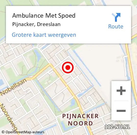 Locatie op kaart van de 112 melding: Ambulance Met Spoed Naar Pijnacker, Dreeslaan op 19 oktober 2023 23:53