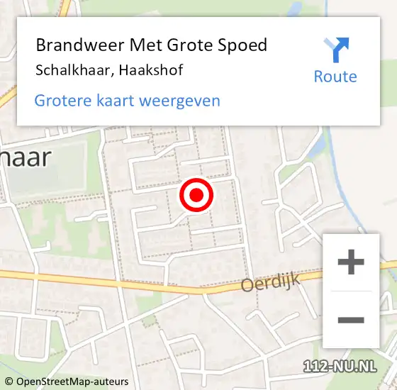 Locatie op kaart van de 112 melding: Brandweer Met Grote Spoed Naar Schalkhaar, Haakshof op 20 oktober 2023 00:00