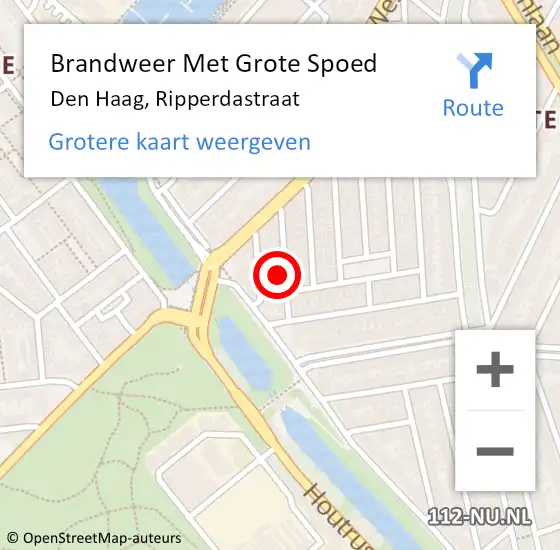 Locatie op kaart van de 112 melding: Brandweer Met Grote Spoed Naar Den Haag, Ripperdastraat op 20 oktober 2023 00:05