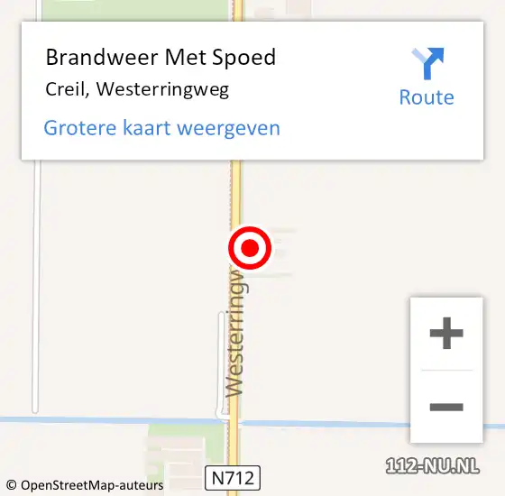 Locatie op kaart van de 112 melding: Brandweer Met Spoed Naar Creil, Westerringweg op 20 oktober 2023 00:14