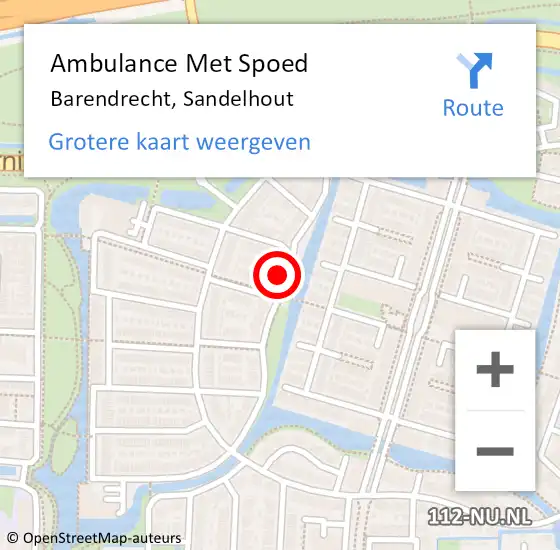 Locatie op kaart van de 112 melding: Ambulance Met Spoed Naar Barendrecht, Sandelhout op 20 oktober 2023 01:28