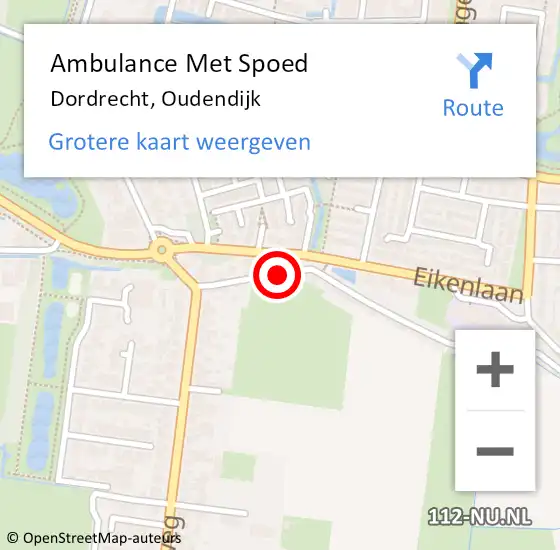 Locatie op kaart van de 112 melding: Ambulance Met Spoed Naar Dordrecht, Oudendijk op 20 oktober 2023 01:46