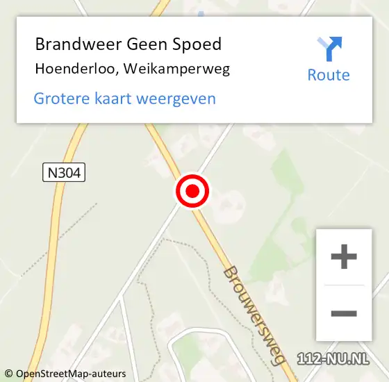 Locatie op kaart van de 112 melding: Brandweer Geen Spoed Naar Hoenderloo, Weikamperweg op 20 oktober 2023 03:01