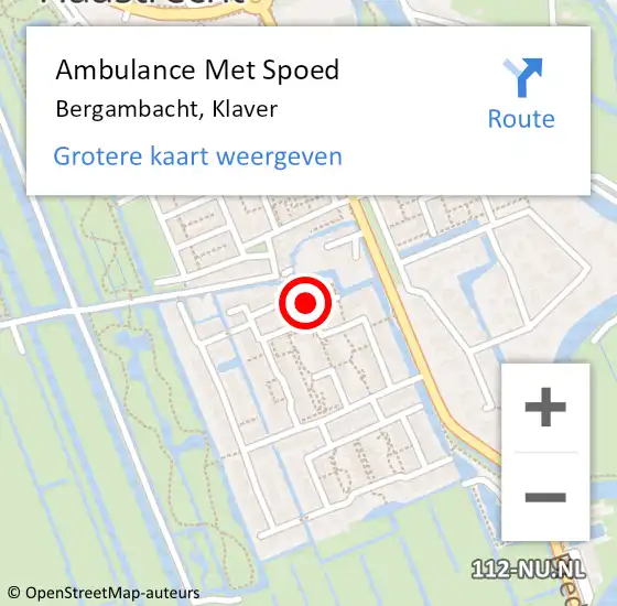 Locatie op kaart van de 112 melding: Ambulance Met Spoed Naar Bergambacht, Klaver op 20 oktober 2023 04:53