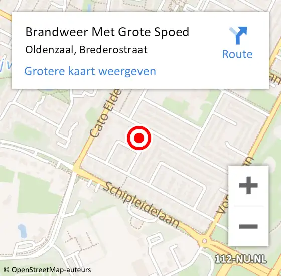 Locatie op kaart van de 112 melding: Brandweer Met Grote Spoed Naar Oldenzaal, Brederostraat op 20 oktober 2023 04:56