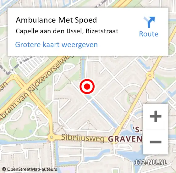 Locatie op kaart van de 112 melding: Ambulance Met Spoed Naar Capelle aan den IJssel, Bizetstraat op 20 oktober 2023 05:13