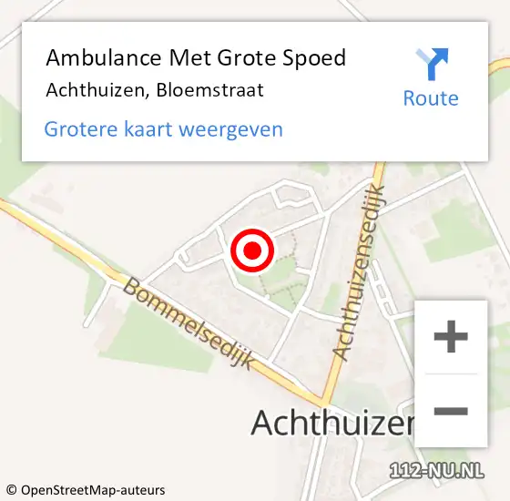Locatie op kaart van de 112 melding: Ambulance Met Grote Spoed Naar Achthuizen, Bloemstraat op 20 oktober 2023 06:50