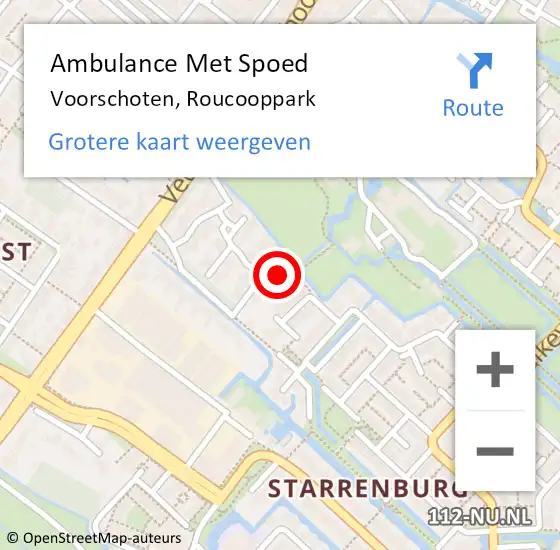 Locatie op kaart van de 112 melding: Ambulance Met Spoed Naar Voorschoten, Roucooppark op 20 oktober 2023 08:11