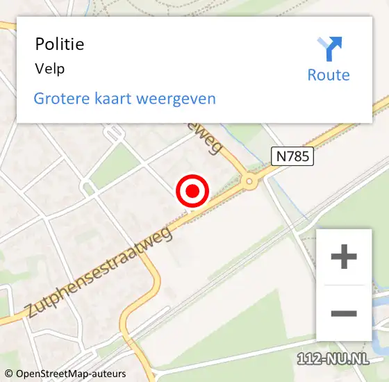 Locatie op kaart van de 112 melding: Politie Velp op 20 oktober 2023 08:26