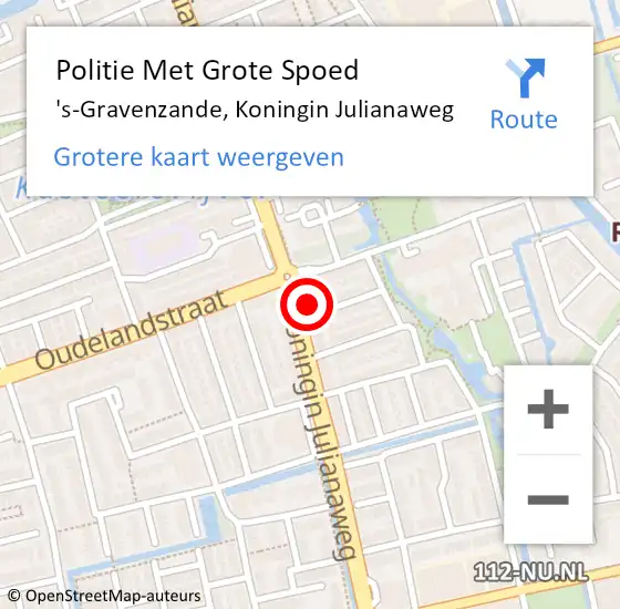 Locatie op kaart van de 112 melding: Politie Met Grote Spoed Naar 's-Gravenzande, Koningin Julianaweg op 20 oktober 2023 08:32