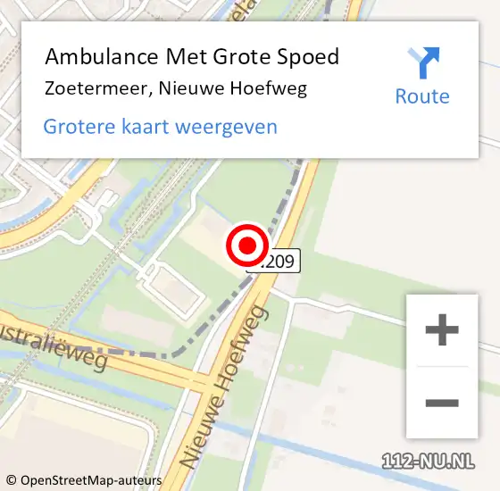 Locatie op kaart van de 112 melding: Ambulance Met Grote Spoed Naar Zoetermeer, Nieuwe Hoefweg op 20 oktober 2023 08:38