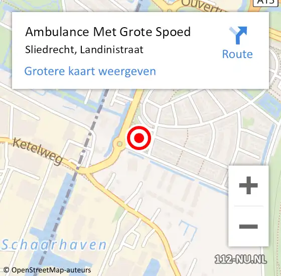 Locatie op kaart van de 112 melding: Ambulance Met Grote Spoed Naar Sliedrecht, Landinistraat op 20 oktober 2023 08:45